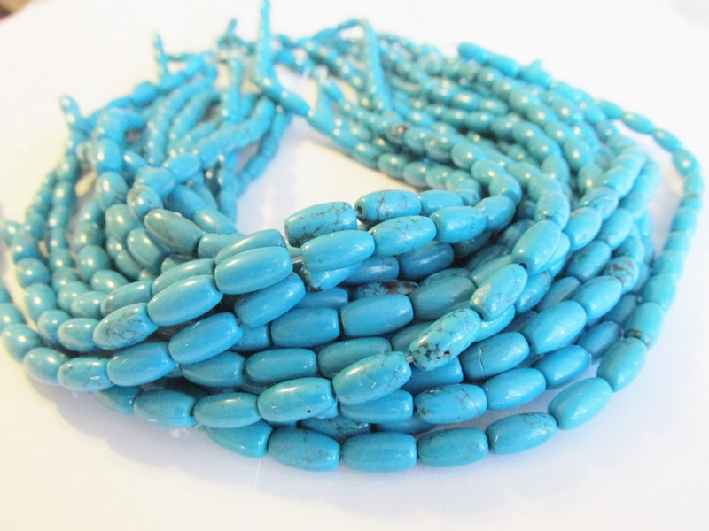 (image for) Turquoise barrel beads 6x12mm #1580